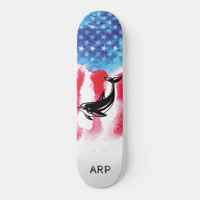 *~* Militärisches Veterinäramt DOPHIN Rotes Weißes Skateboard (Vorderseite)