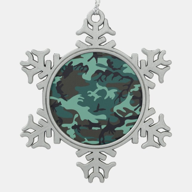 Militärisches Vorgehen Schneeflocken Zinn-Ornament (Vorderseite)