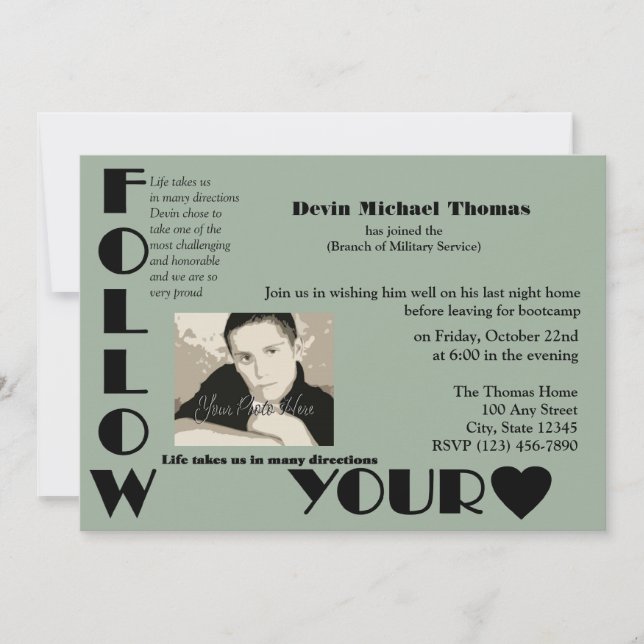 Militärisches Weggehen des Party Einladung (Vorderseite)