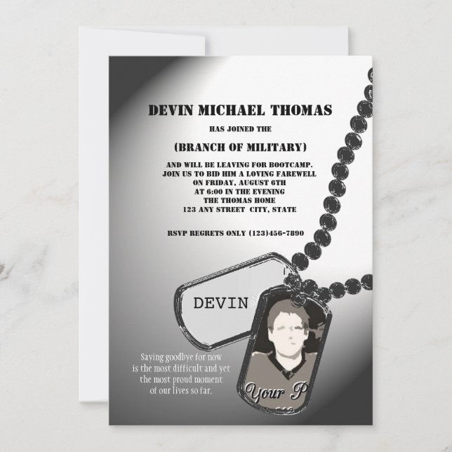 Militärisches Weggehen des Party Einladung (Vorderseite)