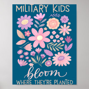 Militärkind Löwenzahn blüht wo gepflanzt lila Poster