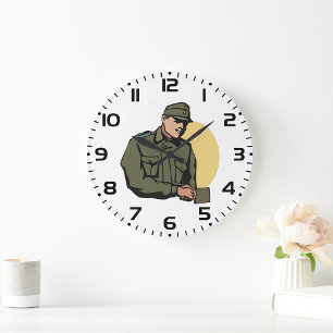Militäroffizier Retro Army Soldier Große Wanduhr