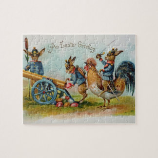 MilitärOSTERHASEN-antikes Postkarten-Puzzlespiel Puzzle