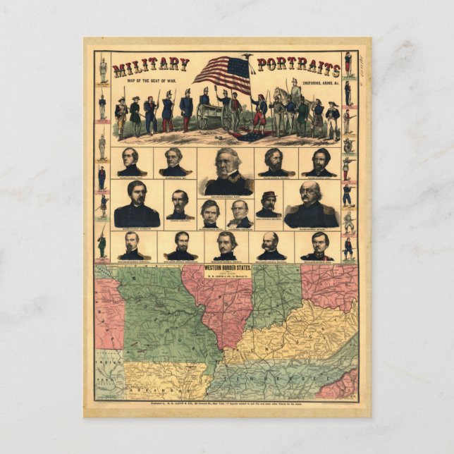 Militärportraits an der Grenze zum zivilen Krieg 1 Postkarte (Vorderseite)