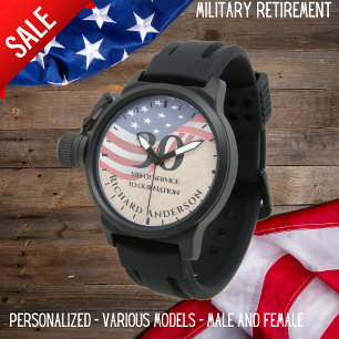 Militärruhestand US Flag Army Marine Luftwaffe Blk Armbanduhr