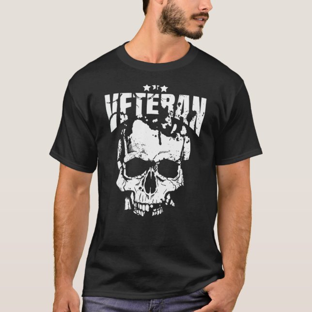 Militärskull-Veteran erschüttert T-Shirt (Vorderseite)