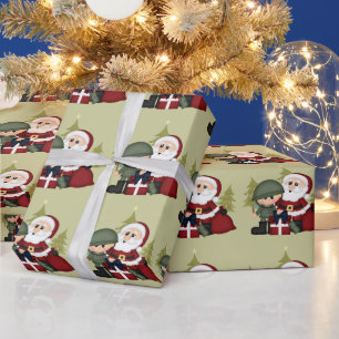 Militärsoldat und Weihnachtsmann Weihnachtsbrauch Geschenkpapier