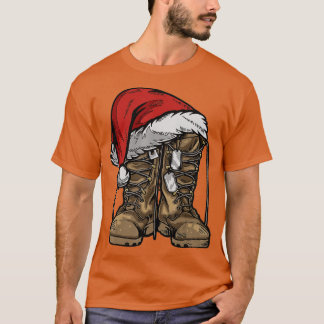 Militärstiefel Santa Hut Weihnachten Veteran Kampf T-Shirt