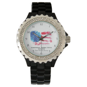 *~* Militärveteranen-roter weißer Blau Armbanduhr