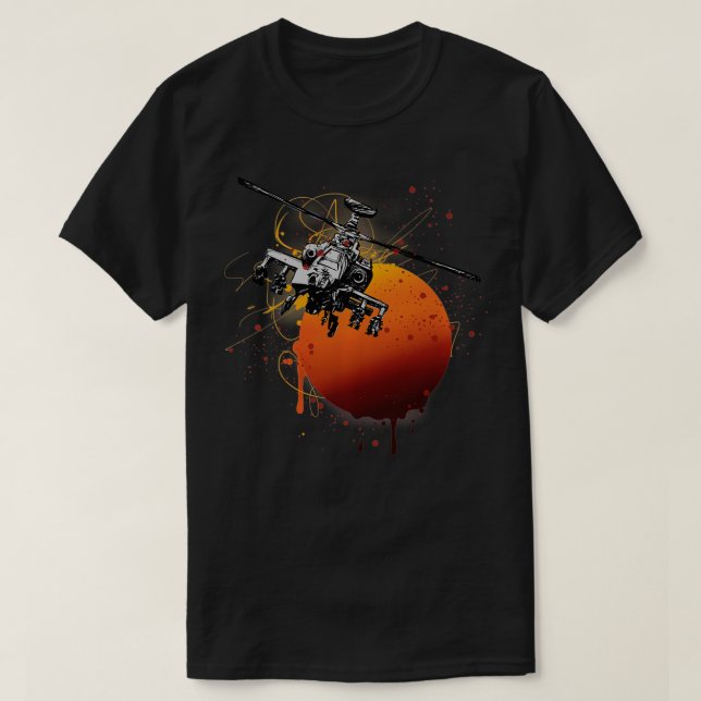 Military Aircraft AH64 Apache Helicopter Aviator g T-Shirt (Design vorne)