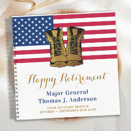 Military American Flag USA Boots Retirement Guest Notizbuch