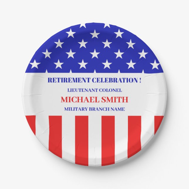 Military Army or Patriotic Theme Retirement Party Pappteller (Vorderseite)