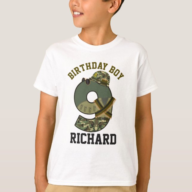 Military Birthday Boy Nineth Soldier T-Shirt (Vorderseite)