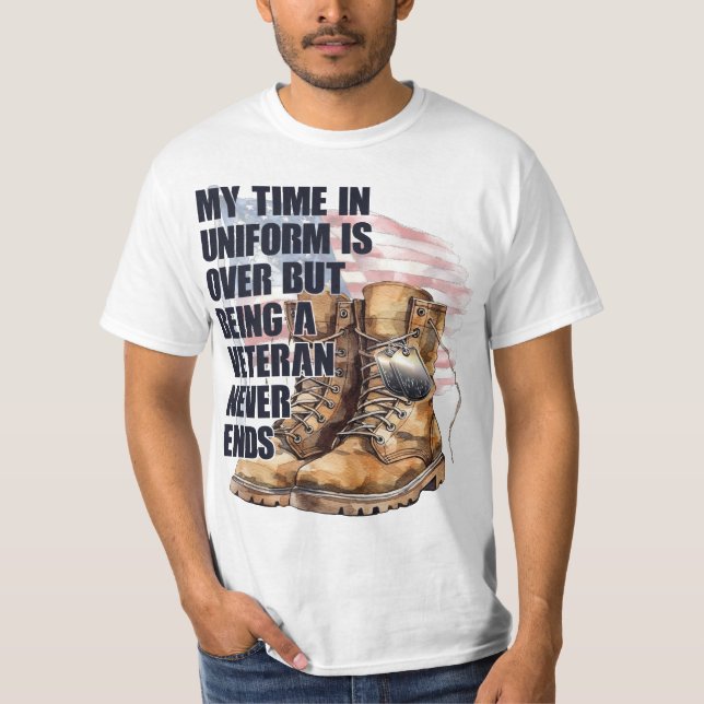 Military Boot Dog Tag Veteran T-Shirt (Vorderseite)