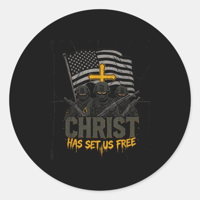 Military Christian Design Soldier Army Prayer Fait Runder Aufkleber (Vorderseite)