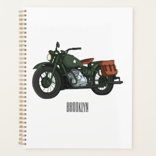 Military cruiser motorcycle cartoon illustration planer
