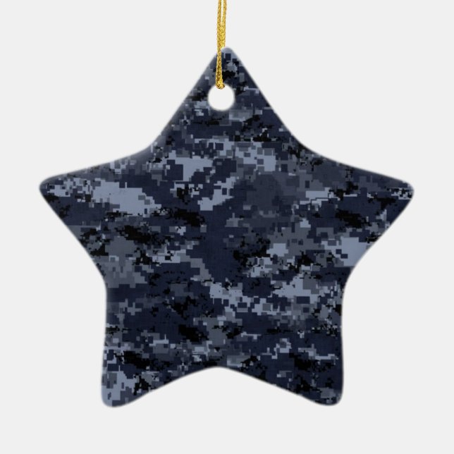 Military Digital Blue Camouflage Star Ornament (Vorne)