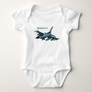 Military Fighter Jet Plane Cartoon Baby Strampler