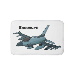 Military Fighter Jet Plane Cartoon Badematte
