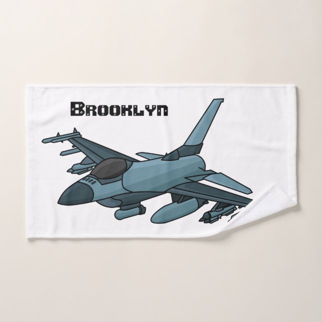 Military Fighter Jet Plane Cartoon Badhandtuch Set (Handtuch)