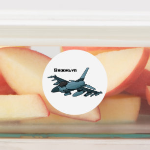 Military Fighter Jet Plane Cartoon Etiketten