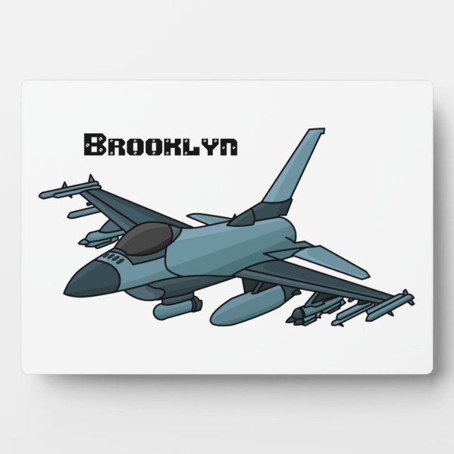 Military Fighter Jet Plane Cartoon Fotoplatte (Vorderseite)