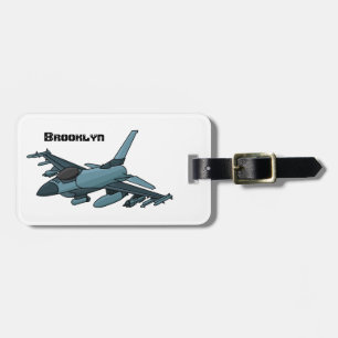 Military Fighter Jet Plane Cartoon Gepäckanhänger