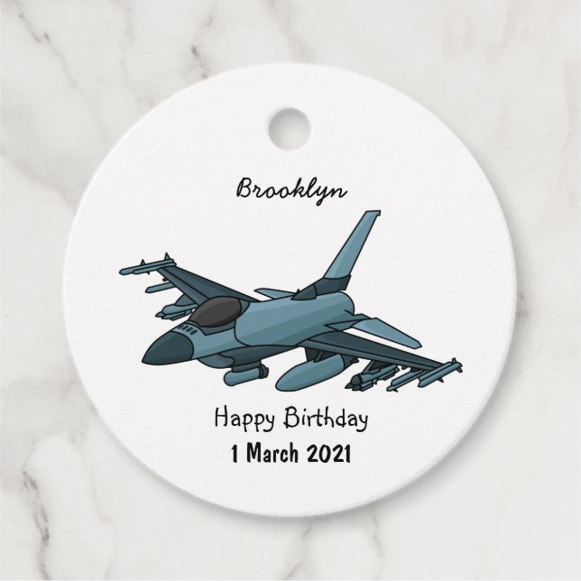 Military Fighter Jet Plane Cartoon Geschenkanhänger (Vorderseite)