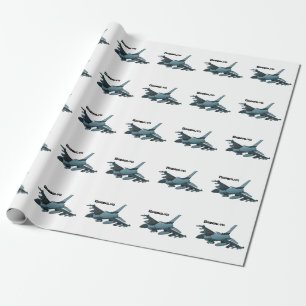 Military Fighter Jet Plane Cartoon Geschenkpapier