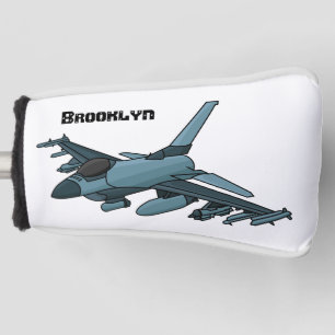 Military Fighter Jet Plane Cartoon Golf Headcover
