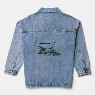 Military Fighter Jet Plane Cartoon Jeansjacke