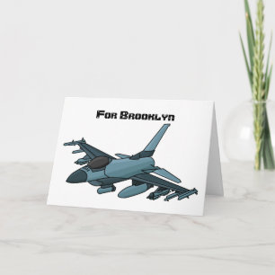 Military Fighter Jet Plane Cartoon Karte