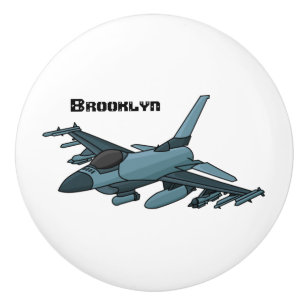 Military Fighter Jet Plane Cartoon Keramikknauf