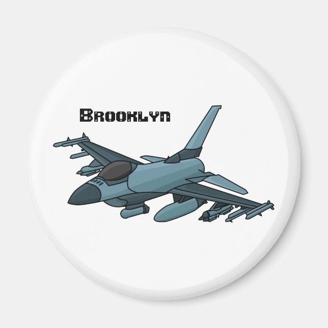 Military Fighter Jet Plane Cartoon Magnet (Vorne)