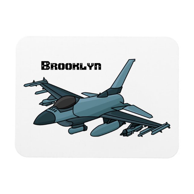 Military Fighter Jet Plane Cartoon Magnet (Horizontal)