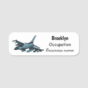 Military Fighter Jet Plane Cartoon Namensschild