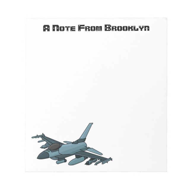 Military Fighter Jet Plane Cartoon Notizblock (Vorderseite)