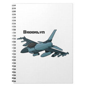 Military Fighter Jet Plane Cartoon Notizblock