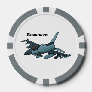 Military Fighter Jet Plane Cartoon Pokerchips