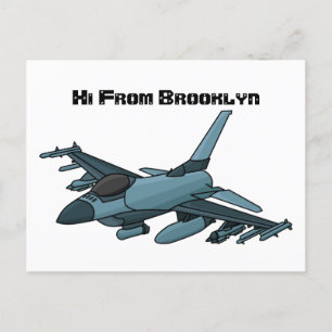 Military Fighter Jet Plane Cartoon Postkarte