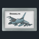 Military Fighter Jet Plane Cartoon Rechteckige Gürtelschnalle<br><div class="desc">Für Kämpfer-Flugzeug-Fans. Dieses Design zeichnet sich durch einen Militärjet im Stil der Cartoon-Illustration aus.</div>