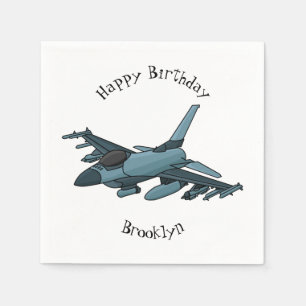 Military Fighter Jet Plane Cartoon Serviette