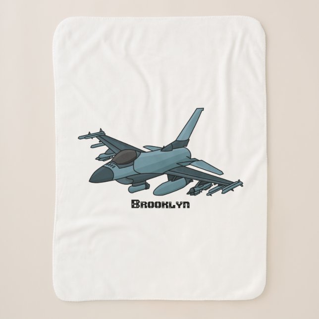 Military Fighter Jet Plane Cartoon Sherpadecke (Vorderseite)
