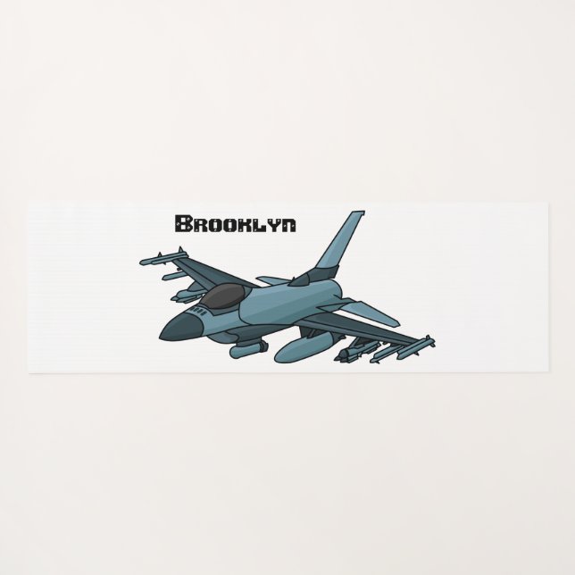 Military Fighter Jet Plane Cartoon Yogamatte (Rückseite (Horizontal))