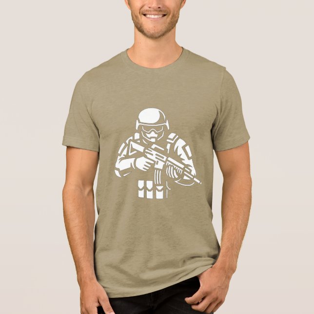 Military Gamer Skull Helmet Design T-Shirt Tri-Blend Shirt (Vorderseite)
