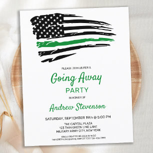 Military geht weg Party USA Flag Thin Green Line Ankündigungspostkarte