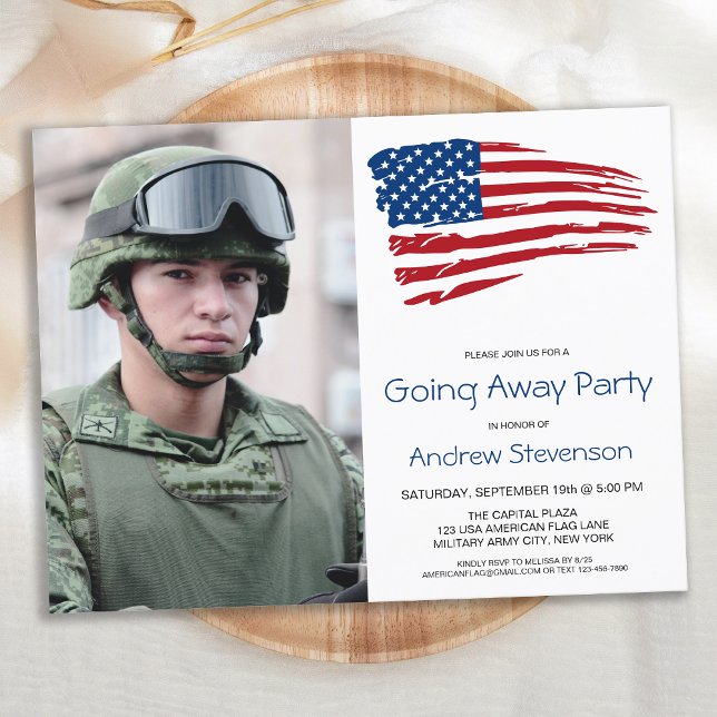 Military Goway Party USA American Flag Foto Einladungspostkarte (Von Creator hochgeladen)
