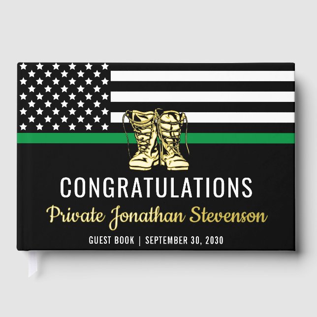 Military Graduation Thin Green Line Flag Army Gästebuch (Vorderseite)
