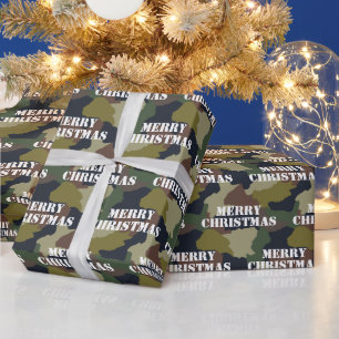 Military Green Brown Camouflage Frohe Weihnachten Geschenkpapier
