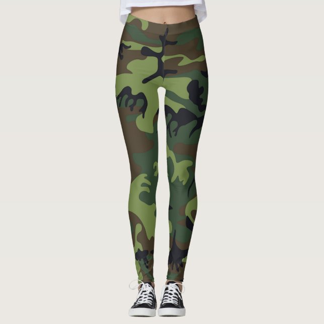 Military Green Camouflage Frauen Leggings (Vorderseite)
